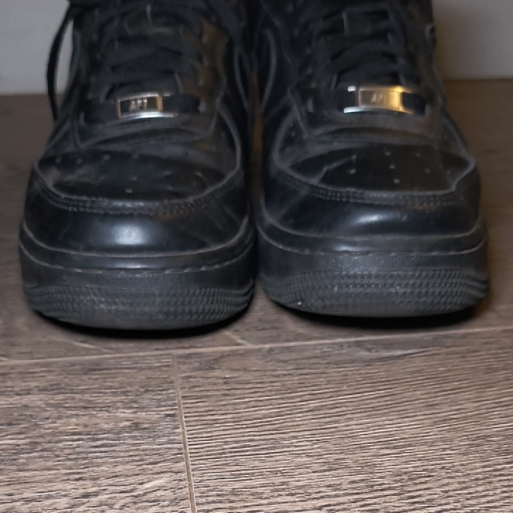 Black Leather Airforce 1s Low-Top Sneakers for Women Classic Everyday Style Q4 - Picture 5 of 7